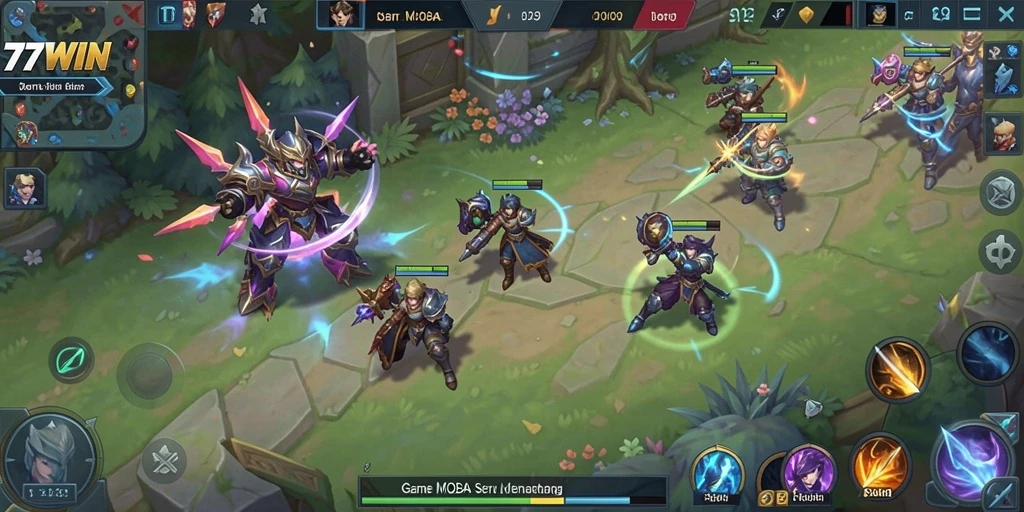 Screenshot tampilan pertarungan seru dalam game MOBA.