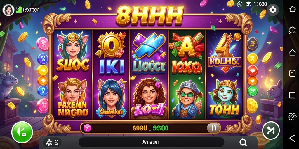 Screenshot gameplay <strong>8HHH</strong> menampilkan suasana slot yang seru dan mengasyikkan.