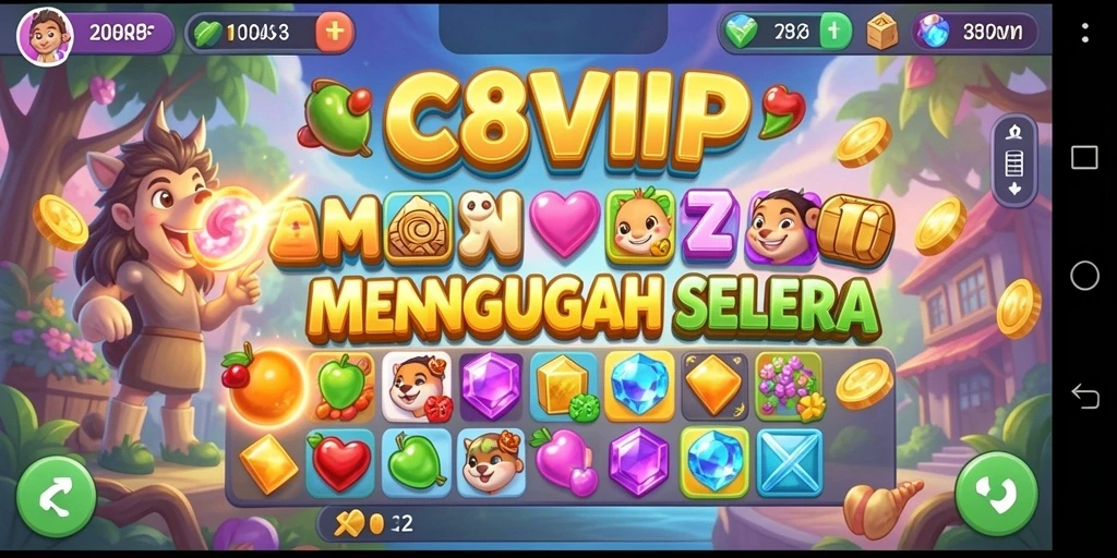 Tampilan gameplay seru C8VIP dengan kombinasi warna-warni puzzle.