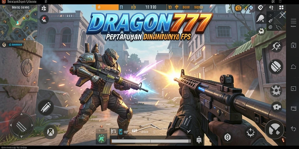 Tangkapan layar utama DRAGON777 menampilkan pertempuran FPS yang intens.