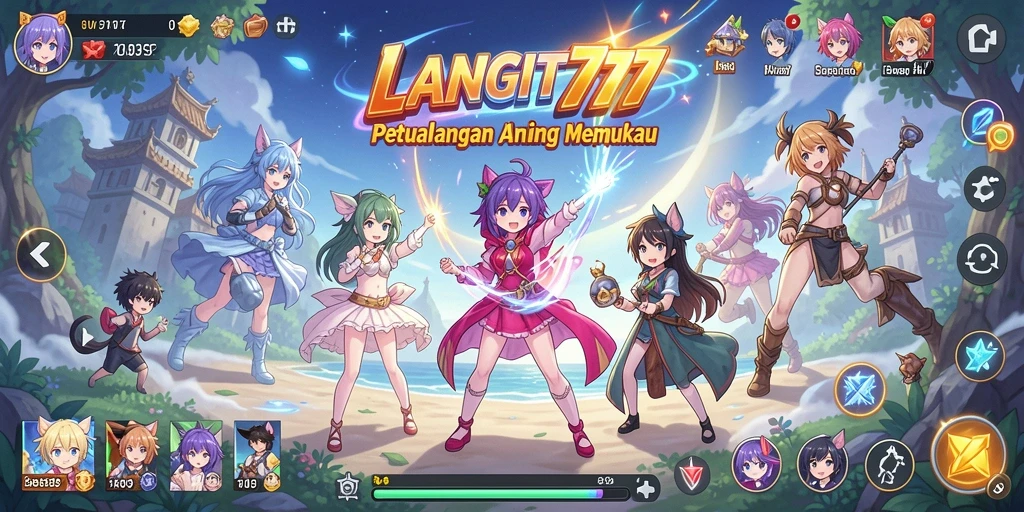 Tampilan dinamis gameplay LANGIT777 penuh warna dan karakter menarik.