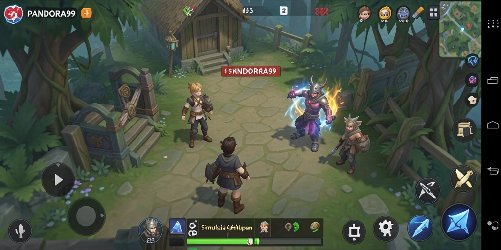 Screenshot gameplay PANDORA99 yang menampilkan interaksi karakter dan lingkungan.