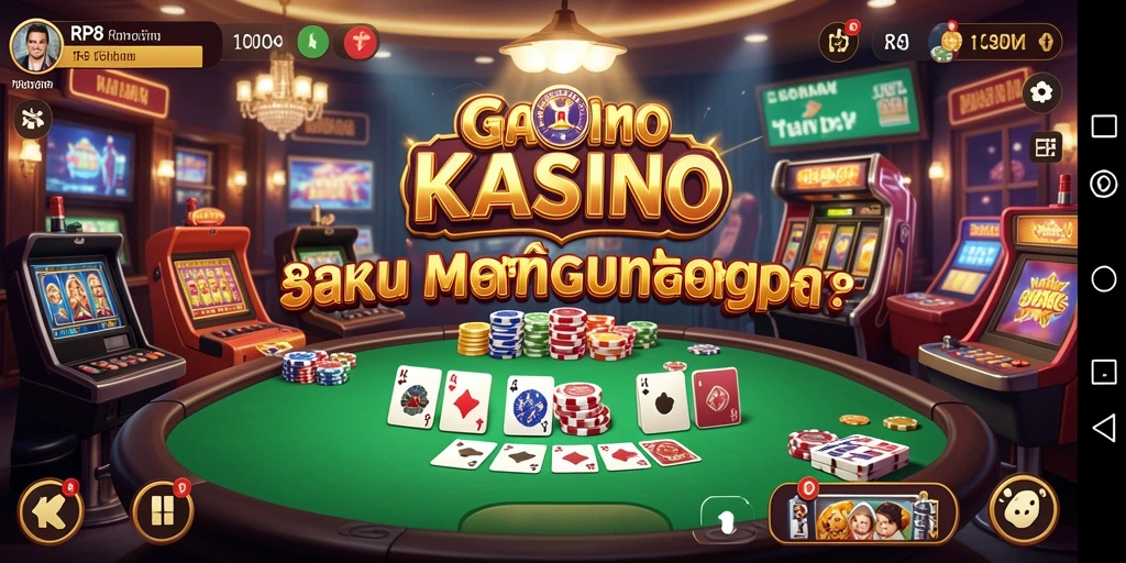 Screenshot gameplay RP8 menampilkan suasana kasino yang mendebarkan.