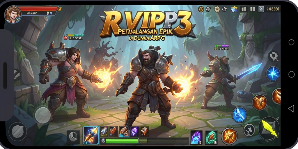 Screenshot gameplay RVIP3 menunjukkan aksi pertarungan epik yang mendebarkan.