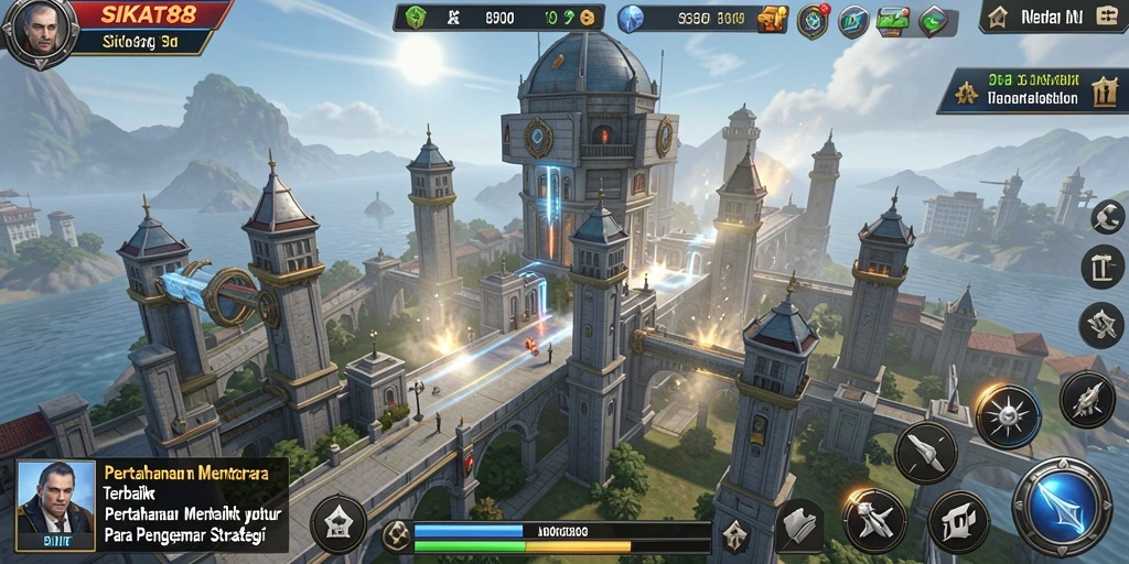 Gameplay SIKAT88 menampilkan strategi pertahanan yang mendebarkan di dalam benteng menara.