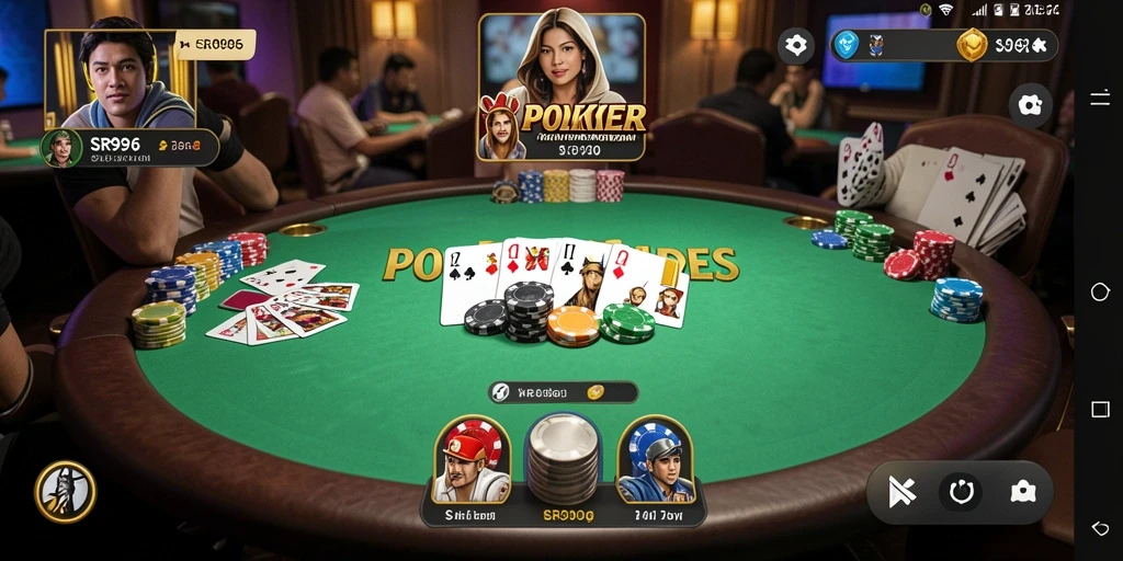 Tampilan gameplay poker yang menegangkan dan seru.