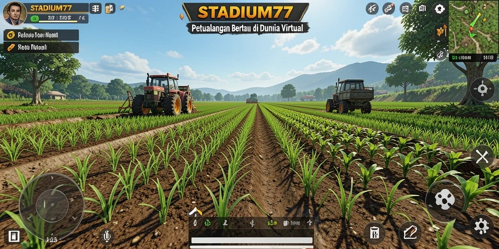 Tangkapan layar STADIUM77 menunjukkan gameplay bertani yang menarik.