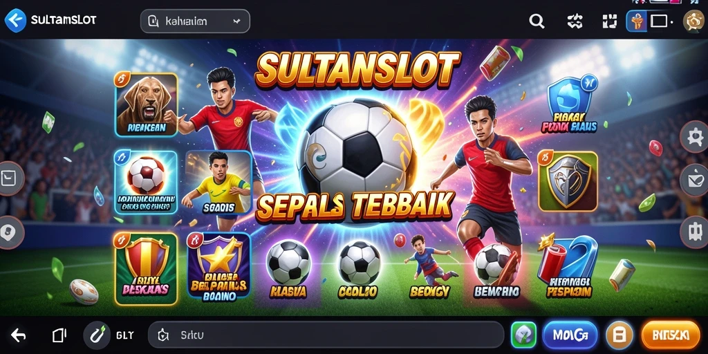 Tampilan gameplay SULTANSLOT dengan tema sepak bola yang mendebarkan.